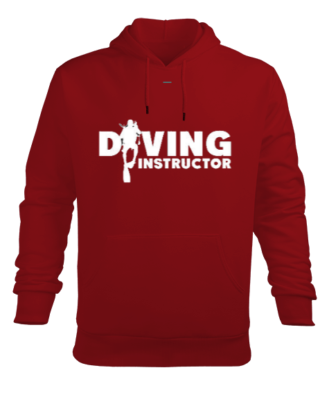 Tisho - Diving Instructor Red Erkek Kapüşonlu Hoodie Sweatshirt