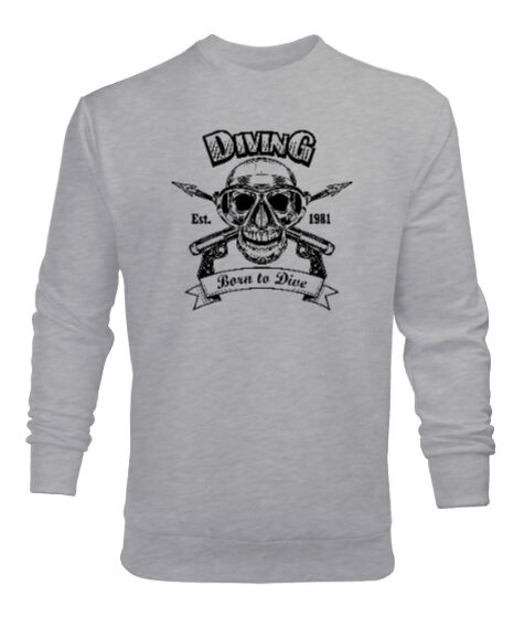 Tisho - Diving Spearfish Gri Erkek Sweatshirt