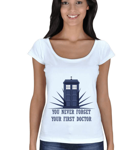 Tisho - Doctor Who Ön Baskılı T-Shirt Kadın Açık Yaka