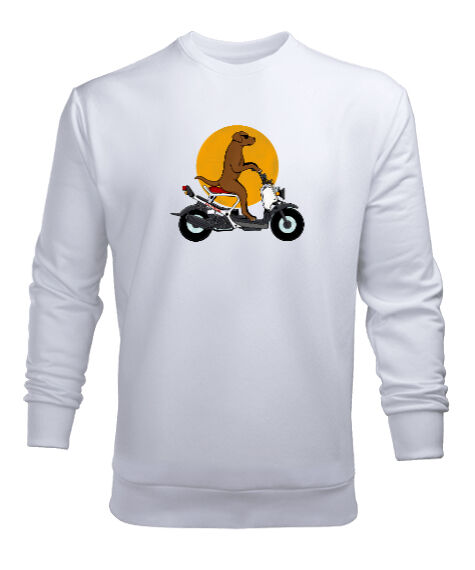 Tisho - Dog Bike Beyaz Erkek Sweatshirt