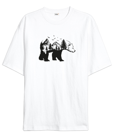 Tisho - Doğa- Nature - Wild Life Beyaz Oversize Unisex Tişört