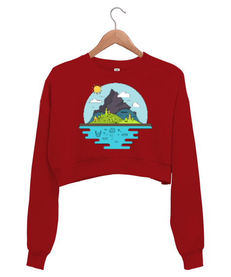 Tisho - Doğa Tasarımlı Kadın Crop Sweatshirt