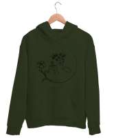 doğa ve zerafet Haki Yeşili Unisex Kapşonlu Sweatshirt - Tisho