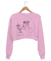doğa ve zerafet Pembe Kadın Crop Sweatshirt - Tisho