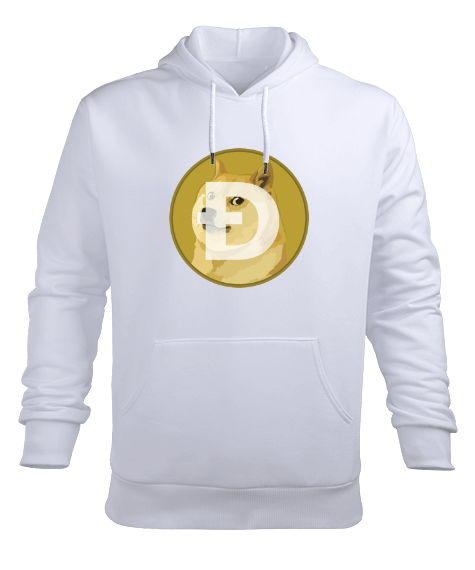 Tisho - Doge Coin Holder v1H Beyaz Erkek Kapüşonlu Hoodie Sweatshirt