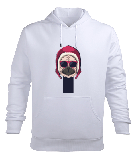 Tisho - DOGS Beyaz Erkek Kapüşonlu Hoodie Sweatshirt