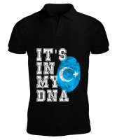 Doğu Türkistan,Uyghur,East Turkestan. Siyah Erkek Kısa Kol Polo Yaka - Tisho