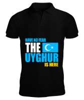 Doğu Türkistan,Uyghur,East Turkestan. Siyah Erkek Kısa Kol Polo Yaka - Tisho