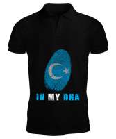 Doğu Türkistan,Uyghur,East Turkestan. Siyah Erkek Kısa Kol Polo Yaka - Tisho