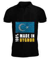 Doğu Türkistan,Uyghur,East Turkestan. Siyah Erkek Kısa Kol Polo Yaka - Tisho