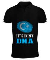 Doğu Türkistan,Uyghur,East Turkestan. Siyah Erkek Kısa Kol Polo Yaka - Tisho