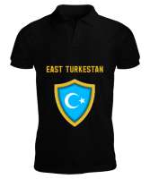 Doğu Türkistan,Uyghur,East Turkestan. Siyah Erkek Kısa Kol Polo Yaka - Tisho