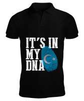 Doğu Türkistan,Uyghur,East Turkestan. Siyah Erkek Kısa Kol Polo Yaka - Tisho