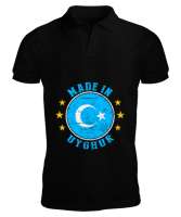 Doğu Türkistan,Uyghur,East Turkestan. Siyah Erkek Kısa Kol Polo Yaka - Tisho