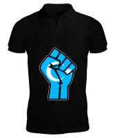 Doğu Türkistan,Uyghur,East Turkestan. Siyah Erkek Kısa Kol Polo Yaka - Tisho