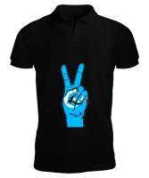 Doğu Türkistan,Uyghur,East Turkestan. Siyah Erkek Kısa Kol Polo Yaka - Tisho