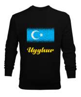 Doğu Türkistan,Uyghur,East Turkestan. Siyah Erkek Sweatshirt - Tisho