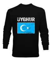 Doğu Türkistan,Uyghur,East Turkestan. Siyah Erkek Sweatshirt - Tisho