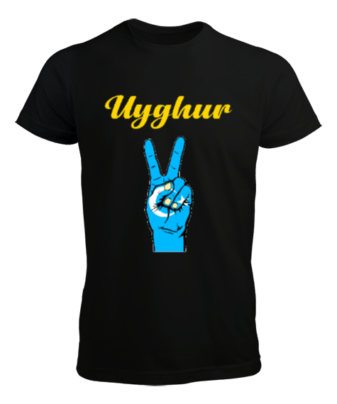 Doğu Türkistan,Uyghur,East Turkestan. Siyah Erkek Tişört - Tisho