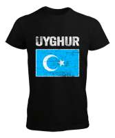 Doğu Türkistan,Uyghur,East Turkestan. Siyah Erkek Tişört - Tisho