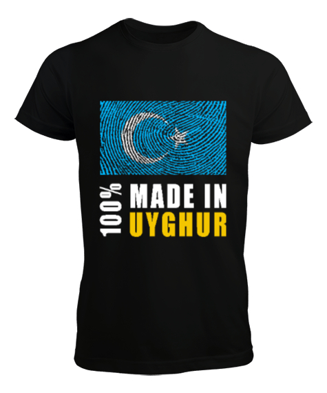 Doğu Türkistan,Uyghur,East Turkestan. Siyah Erkek Tişört - Tisho