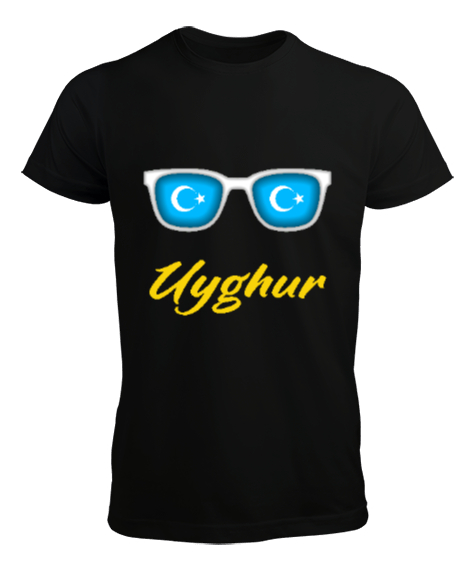Doğu Türkistan,Uyghur,East Turkestan. Siyah Erkek Tişört - Tisho