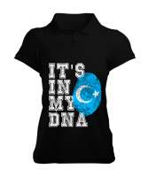 Doğu Türkistan,Uyghur,East Turkestan. Siyah Kadın Polo Yaka Tişört - Tisho