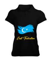 Doğu Türkistan,Uyghur,East Turkestan. Siyah Kadın Polo Yaka Tişört - Tisho