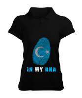 Doğu Türkistan,Uyghur,East Turkestan. Siyah Kadın Polo Yaka Tişört - Tisho