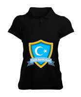Doğu Türkistan,Uyghur,East Turkestan. Siyah Kadın Polo Yaka Tişört - Tisho