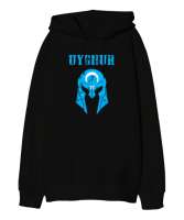 Doğu Türkistan,Uyghur,East Turkestan. Siyah Oversize Unisex Kapüşonlu Sweatshirt - Tisho