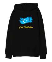 Doğu Türkistan,Uyghur,East Turkestan. Siyah Oversize Unisex Kapüşonlu Sweatshirt - Tisho