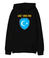 Doğu Türkistan,Uyghur,East Turkestan. Siyah Oversize Unisex Kapüşonlu Sweatshirt - Tisho