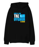 Doğu Türkistan,Uyghur,East Turkestan. Siyah Oversize Unisex Kapüşonlu Sweatshirt - Tisho
