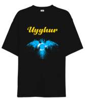 Doğu Türkistan,Uyghur,East Turkestan. Siyah Oversize Unisex Tişört - Tisho