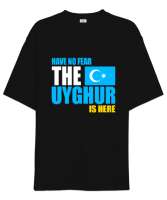 Doğu Türkistan,Uyghur,East Turkestan. Siyah Oversize Unisex Tişört - Tisho