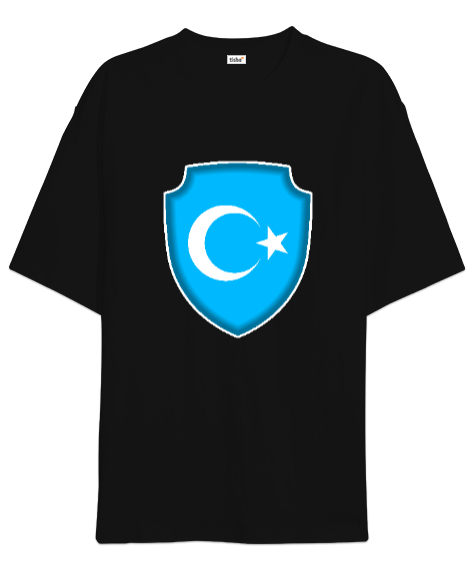 Doğu Türkistan,Uyghur,East Turkestan. Siyah Oversize Unisex Tişört - Tisho