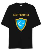 Doğu Türkistan,Uyghur,East Turkestan. Siyah Oversize Unisex Tişört - Tisho