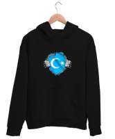 Doğu Türkistan,Uyghur,East Turkestan. Siyah Unisex Kapşonlu Sweatshirt - Tisho