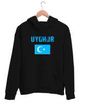 Doğu Türkistan,Uyghur,East Turkestan. Siyah Unisex Kapşonlu Sweatshirt - Tisho