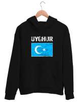 Doğu Türkistan,Uyghur,East Turkestan. Siyah Unisex Kapşonlu Sweatshirt - Tisho