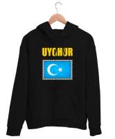 Doğu Türkistan,Uyghur,East Turkestan. Siyah Unisex Kapşonlu Sweatshirt - Tisho