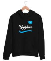 Doğu Türkistan,Uyghur,East Turkestan. Siyah Unisex Kapşonlu Sweatshirt - Tisho