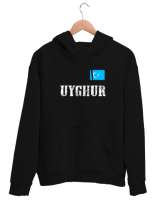 Doğu Türkistan,Uyghur,East Turkestan. Siyah Unisex Kapşonlu Sweatshirt - Tisho