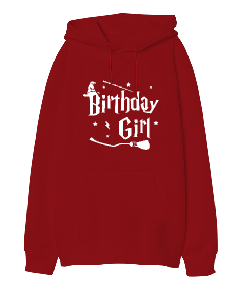 Tisho - Doğum günü Hediyesi, Kız Arkadaş Doğum günü Kırmızı Oversize Unisex Kapüşonlu Sweatshirt