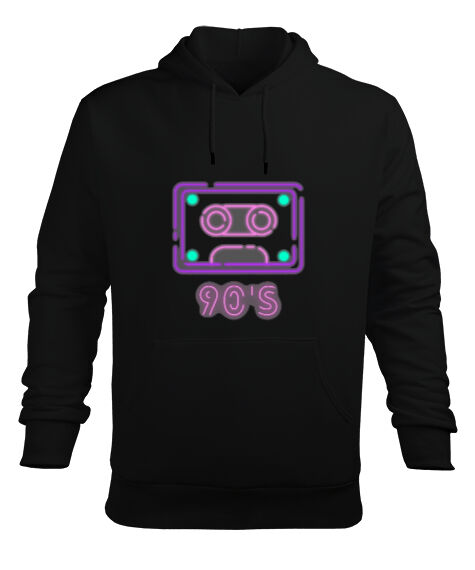 Tisho - DOKSANLAR Siyah Erkek Kapüşonlu Hoodie Sweatshirt