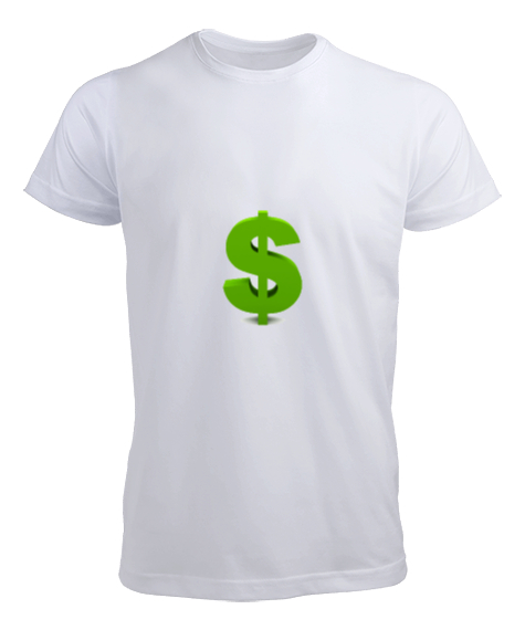 Tisho - Dolar Baskılı Şanslı , Parayı Çekin Beyaz Erkek Tişört