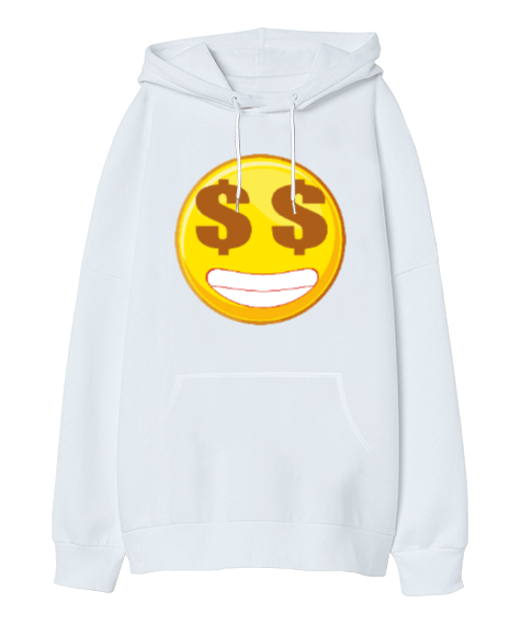 Tisho - Dolar Emoji Oversize Unisex Kapüşonlu Sweatshirt