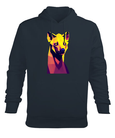 Tisho - Donuk bakışlı altın bozkurt Füme Erkek Kapüşonlu Hoodie Sweatshirt