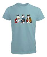 Dövmeli Hippi Kediler - Cat Su Yeşili Erkek Tişört - Tisho